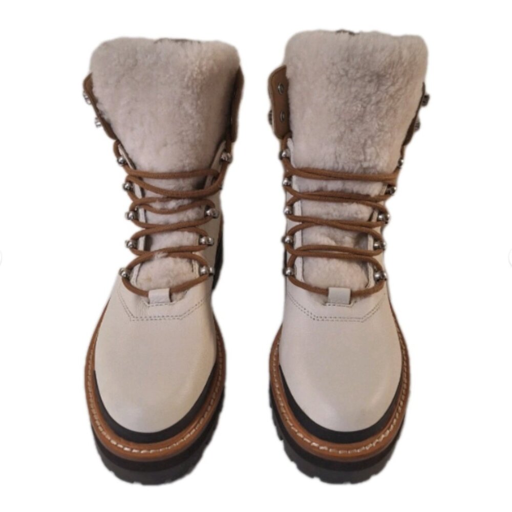 MARC FISHER IZZIE WINTER WHITE LUGSOLE ANKLE BOOT SIZE 6M NWT